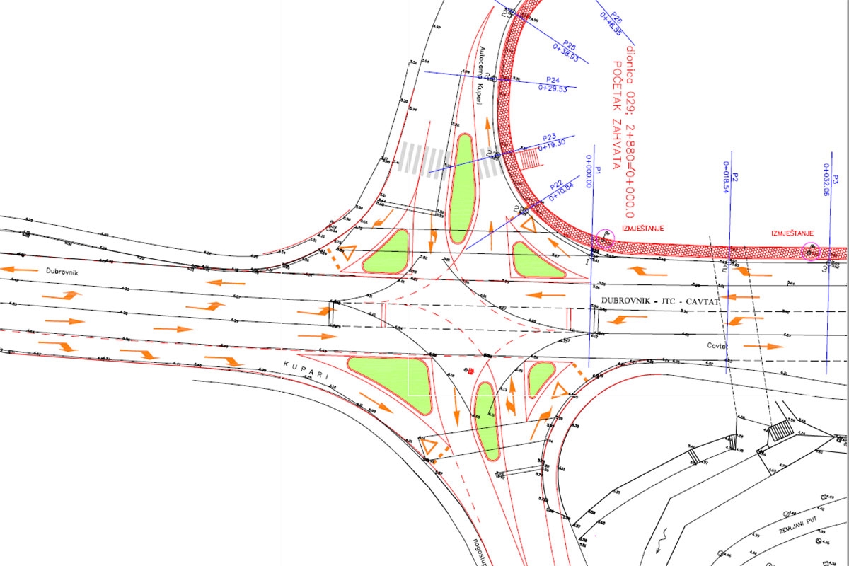 Izgradnja razdijelnih otoka - Uređuje se raskrižje na državnoj cesti D8 u Kuparima